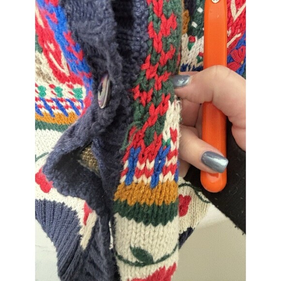 Vtg Casual Corner Womens Embroidered Cardigan Christmas Sweater Size M Knit - Picture 7 of 10